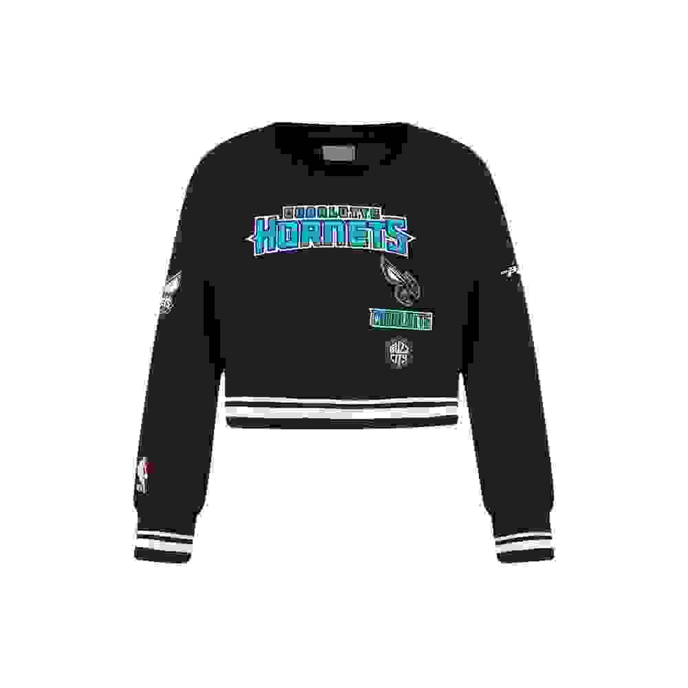 Pro Standard NBA Charlotte Hornets Retro Classic Little Girls' Black Rib Fleece Crewneck